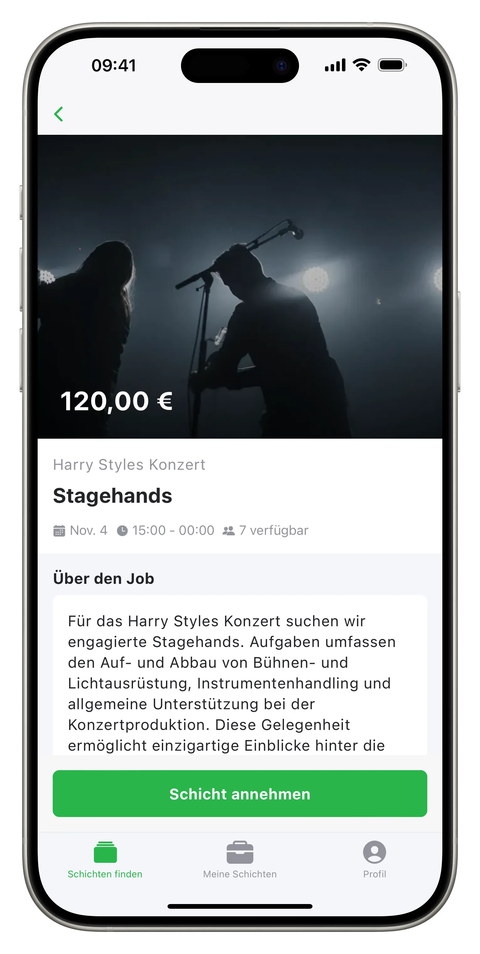 uniworks app — shift detail with accept shift